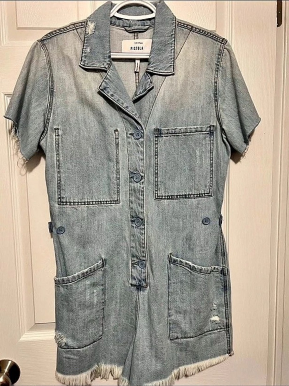Pistola Parker Short Romper Denim Blue Medium